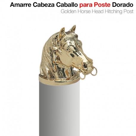 Amarre dorado cabeza caballo para poste