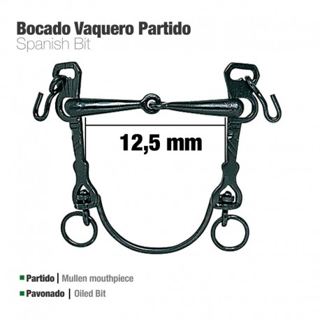 Bocado vaquero barra curva partido pavonado
