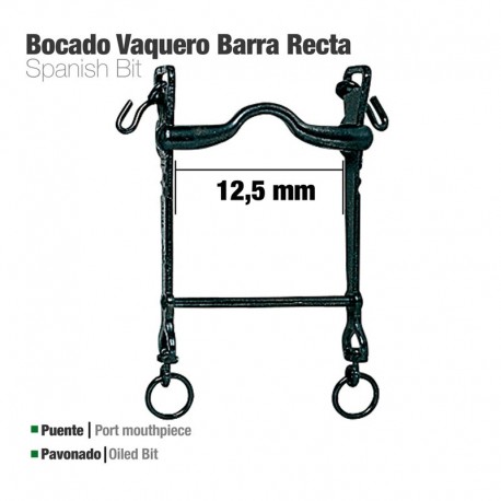 Bocado vaquero barra recta pavonado