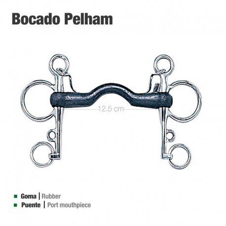 Bocado Pelham goma puente