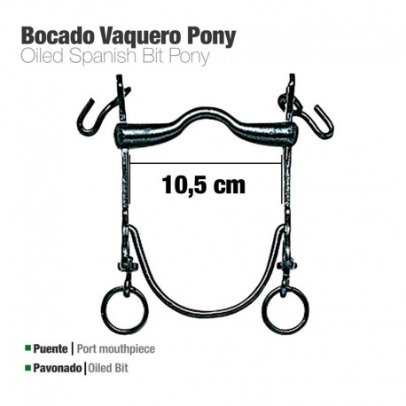 Bocado vaquero barra curva pony pavonado