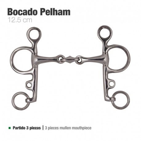 Bocado Pelham partido 3 piezas