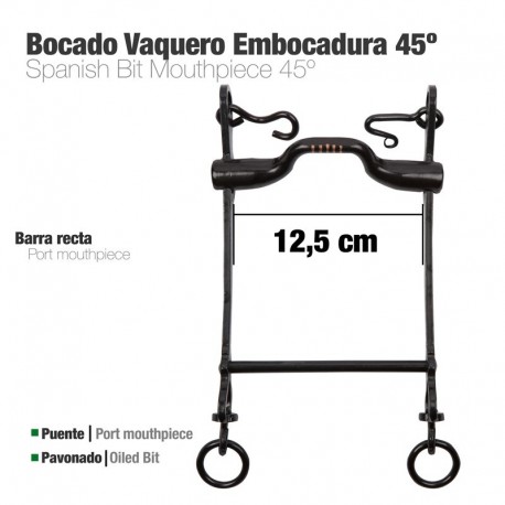 Bocado vaquero embocadura 45º 3G pavonado