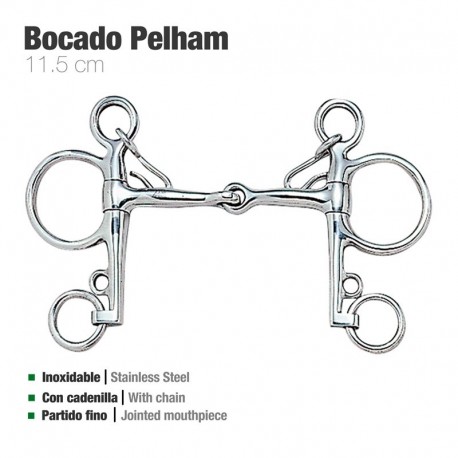 Bocado Pelham partido fino inox