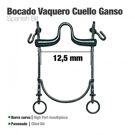 Bocado vaquero barra curva cuello ganso