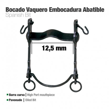 Bocado vaquero barra curva embocadura abatible