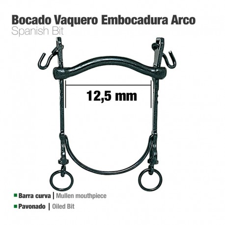 Bocado vaquero barra curva embocadura arco