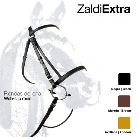 Cabezada de montar inglesa Zaldi Extra riendas lona
