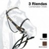 Cabezada montar cuero 3-riendas