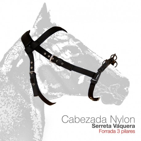 Cabezada serreta vaquera forrada nylon 3-pilares