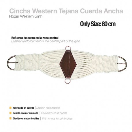 Cincha Western Tejana cuerda ancha