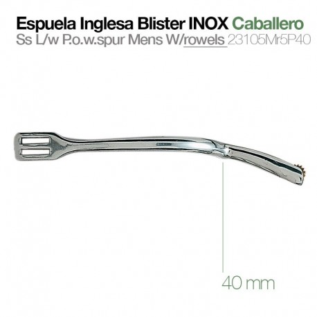 Espuela inglesa blister inox caballero gallo 40 mm