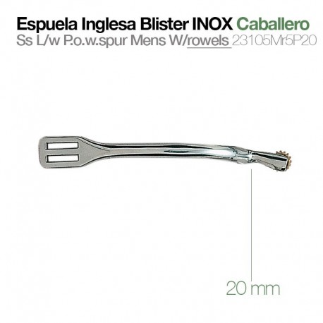 Espuela inglesa blister inox caballero gallo 20 mm