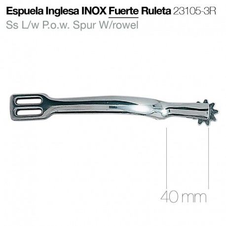 Espuela inglesa inox fuerte con ruleta