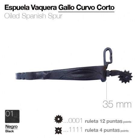 spuela vaquera gallo curvo corto