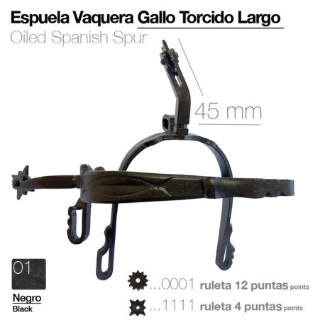 Espuela vaquera gallo curvo largo