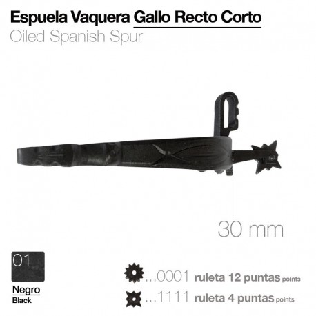 Espuela vaquera gallo recto corto