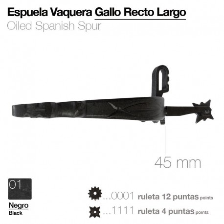 Espuela vaquera gallo recto largo