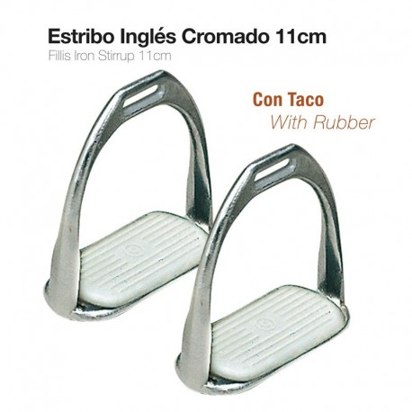 Estribo inglés cromado con taco 11cm