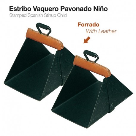 Estribo vaquero pavonado forrado niño