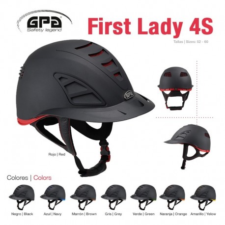 Casco equitación GPA First Lady 4S Redline Tallas:52 a 61
