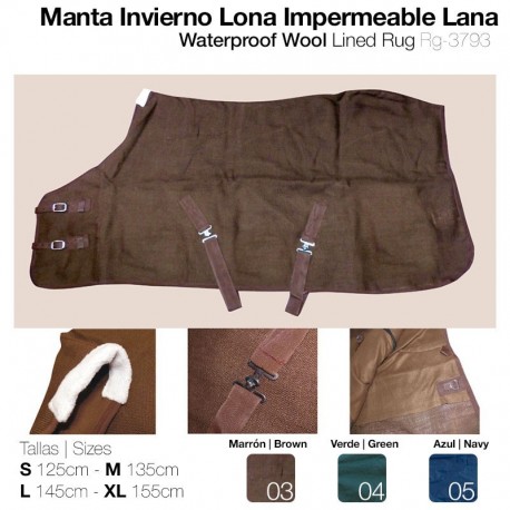 Manta invierno impermeable lona lana