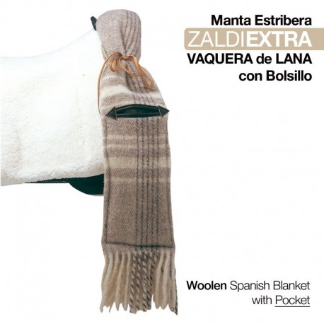 Manta estribera Zaldi extra lana con bolsillo
