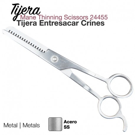 Tijera inoxidable para entresacar las crines de los caballos