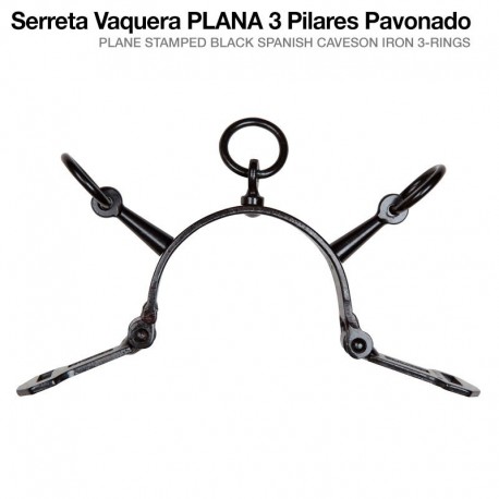 Serreta vaquera plana 3 pilares pavonado