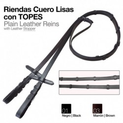 Riendas cuero lisas con topes