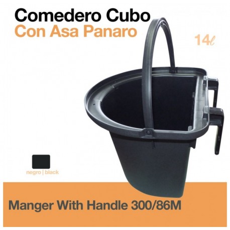 Comedero cubo con asa para caballos