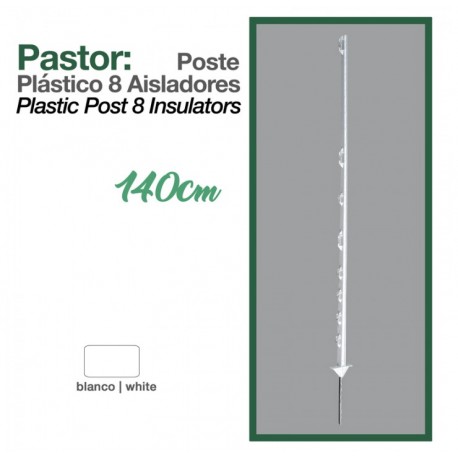 Poste plástico 8 aisladores 140 cm