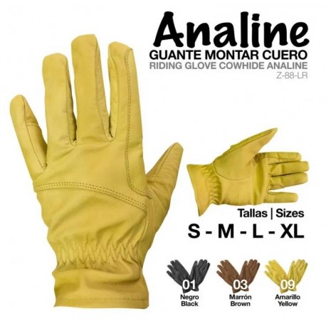 Guante de montar cuero analine negro