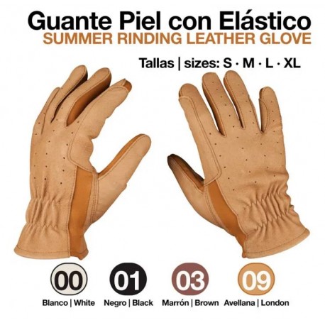 Guante de montar de piel con elástico