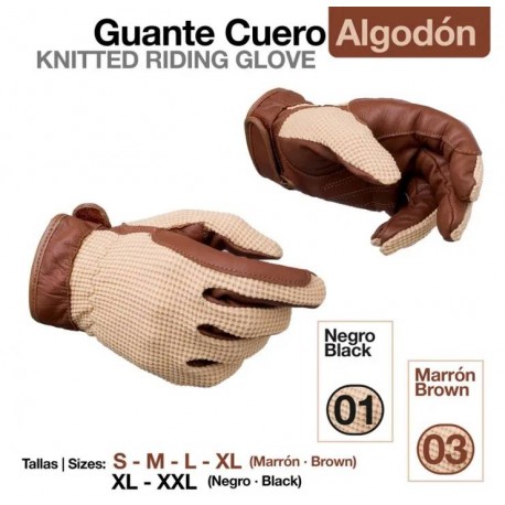 Guante de montar de cuero y algodón