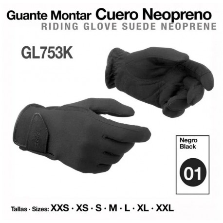 Guante de montar cuero neopreno