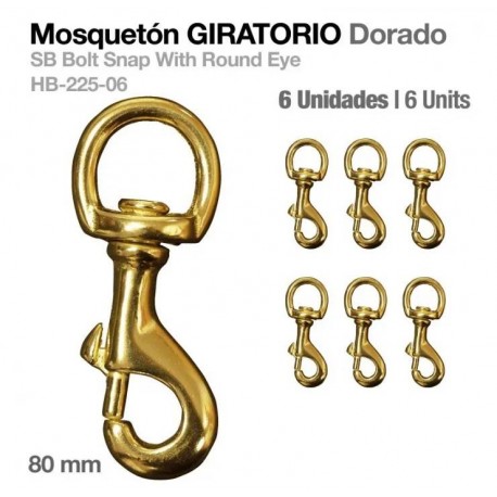 Mosquetón giratorio dorado 8 cm