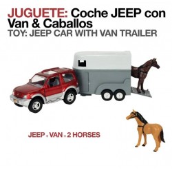 Juguete. Coche Jeep con van & caballos