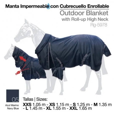 Manta caballo cubrecuello impermeable enrollable